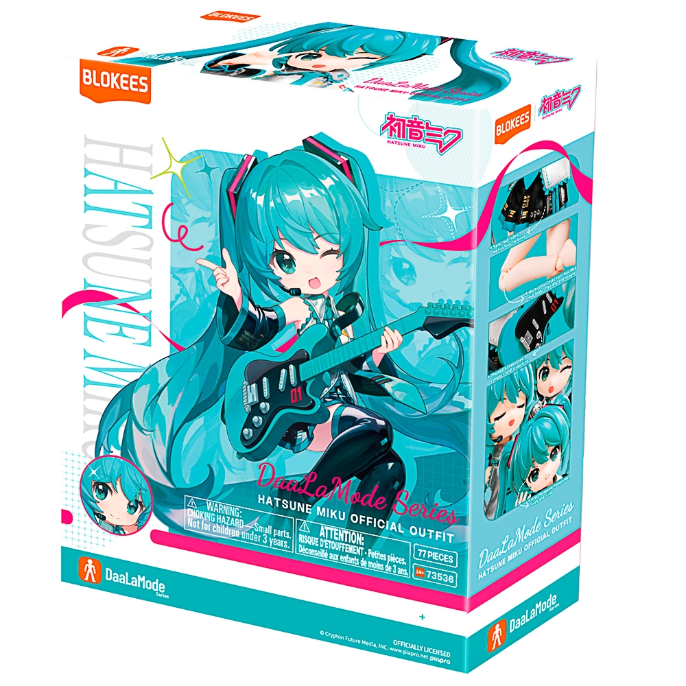 Figuren-Outfit, Hatsune Miku, Daumenpuppe, 77 Teile, Türkis-schwarz