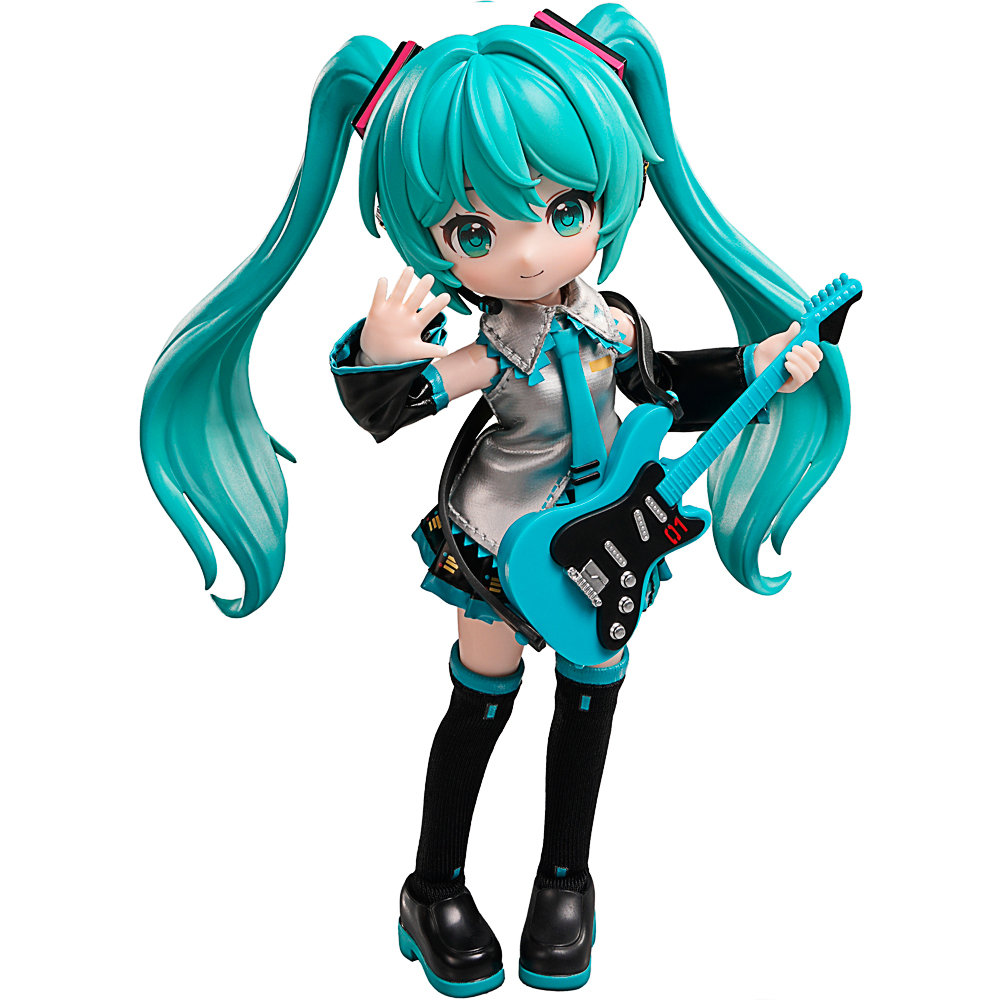 Sammelfigur, Anime-Figur, E-Gitarre, türkise Zöpfe, Gelenkfigur