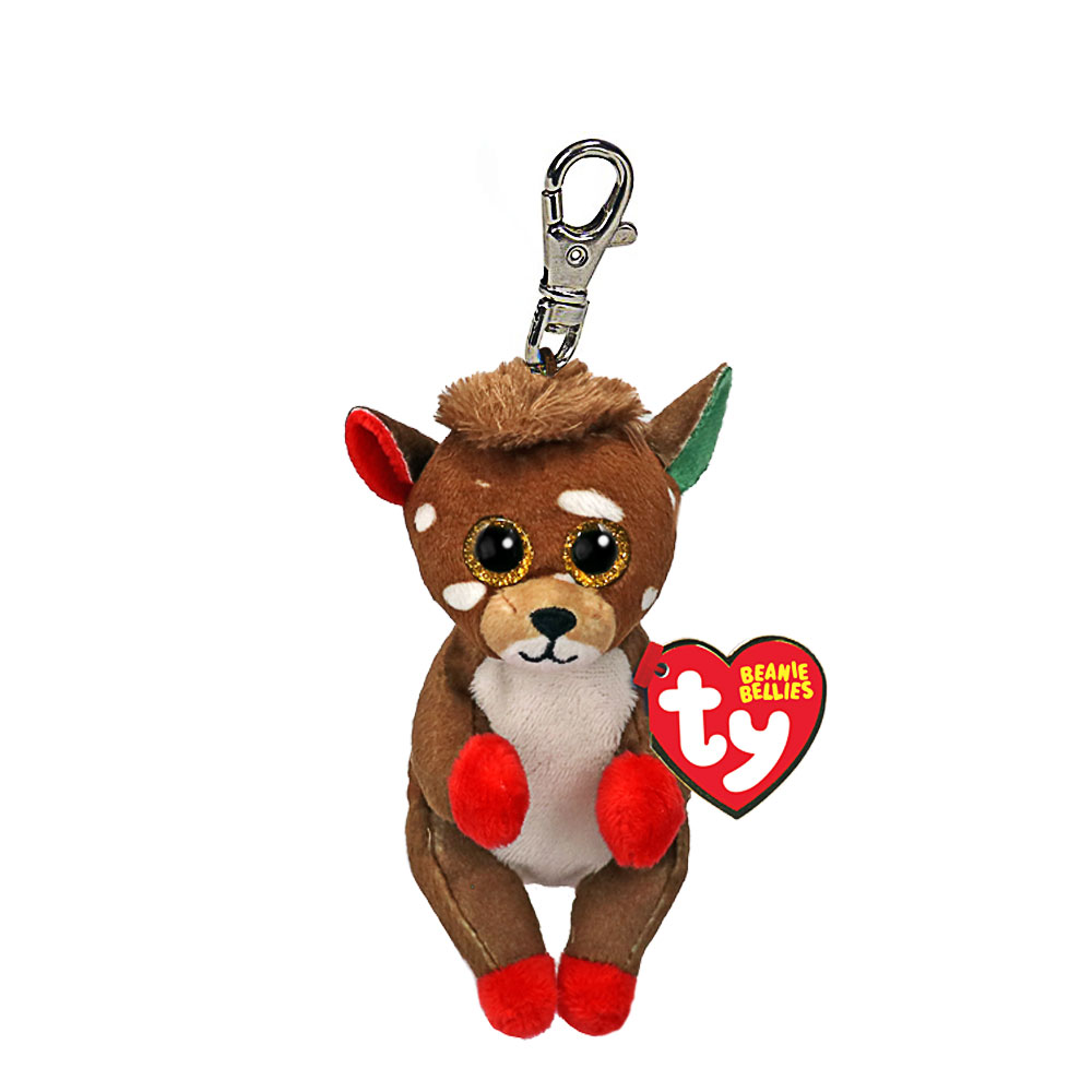TY Beanie Bellies Clip, "Juno", Rentier, ca 10 cm.