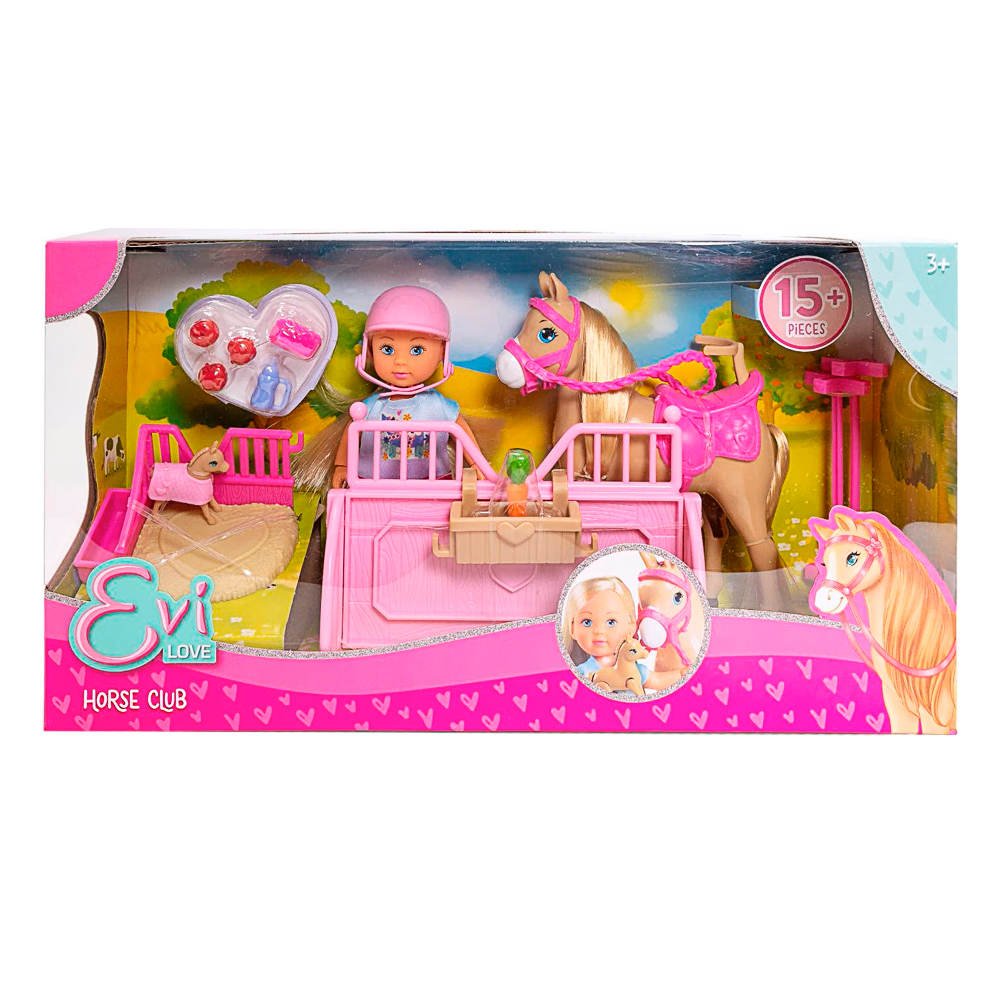 Puppenauto, Pferdewagen, Spielset, Kinderwagen, Rosa