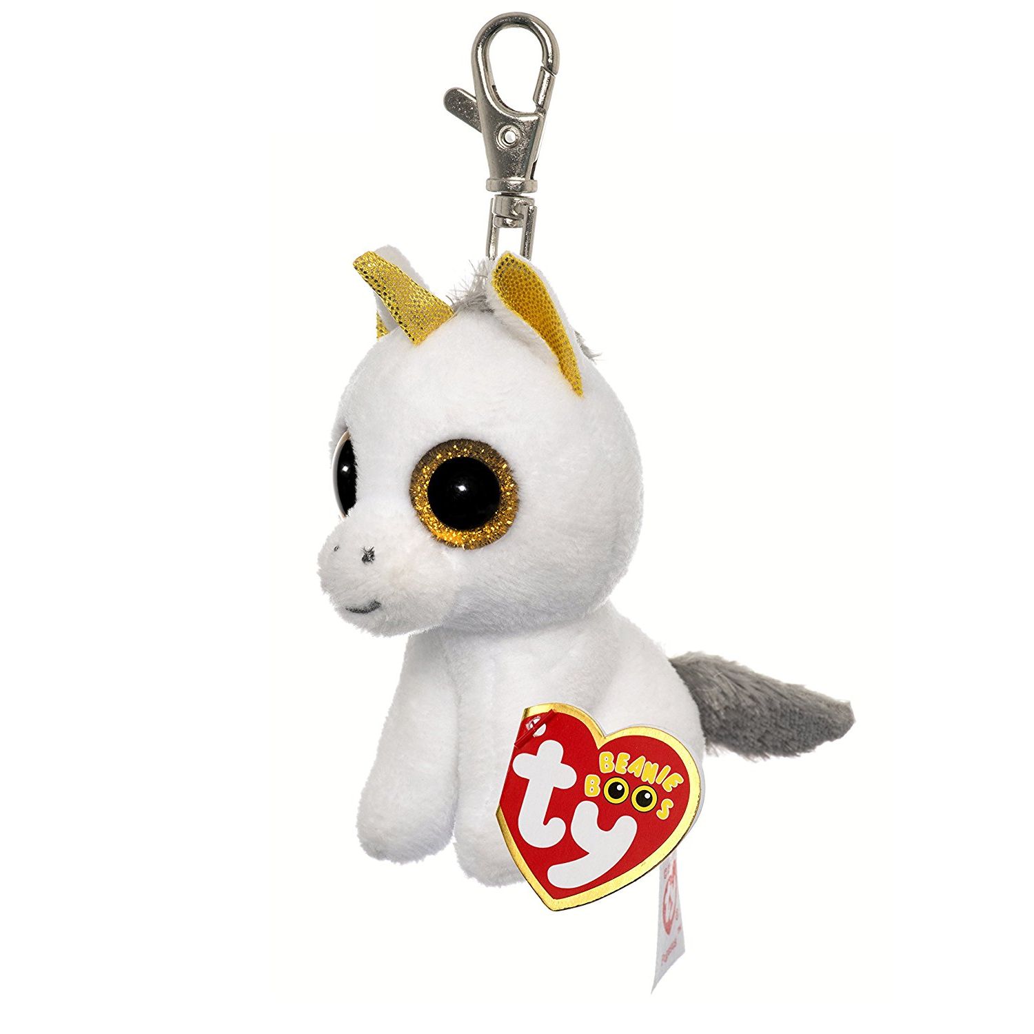 Ty Beanie Boo's Clip, "Pegasus", Einhorn, weiss/gold, ca 8,5cm