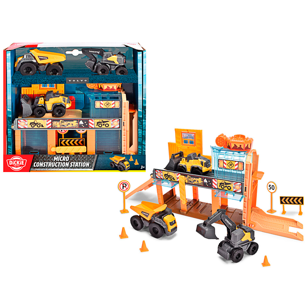 Konstruktionsset, Lkw, orangene Bauteile, Baumaschine, Spielset