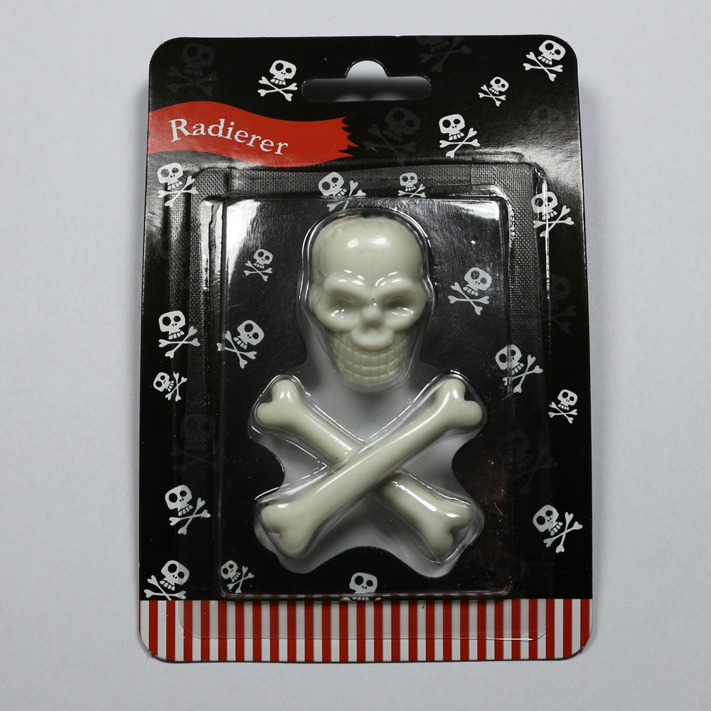 Totenkopf-Radierer "Pirates only", weiss