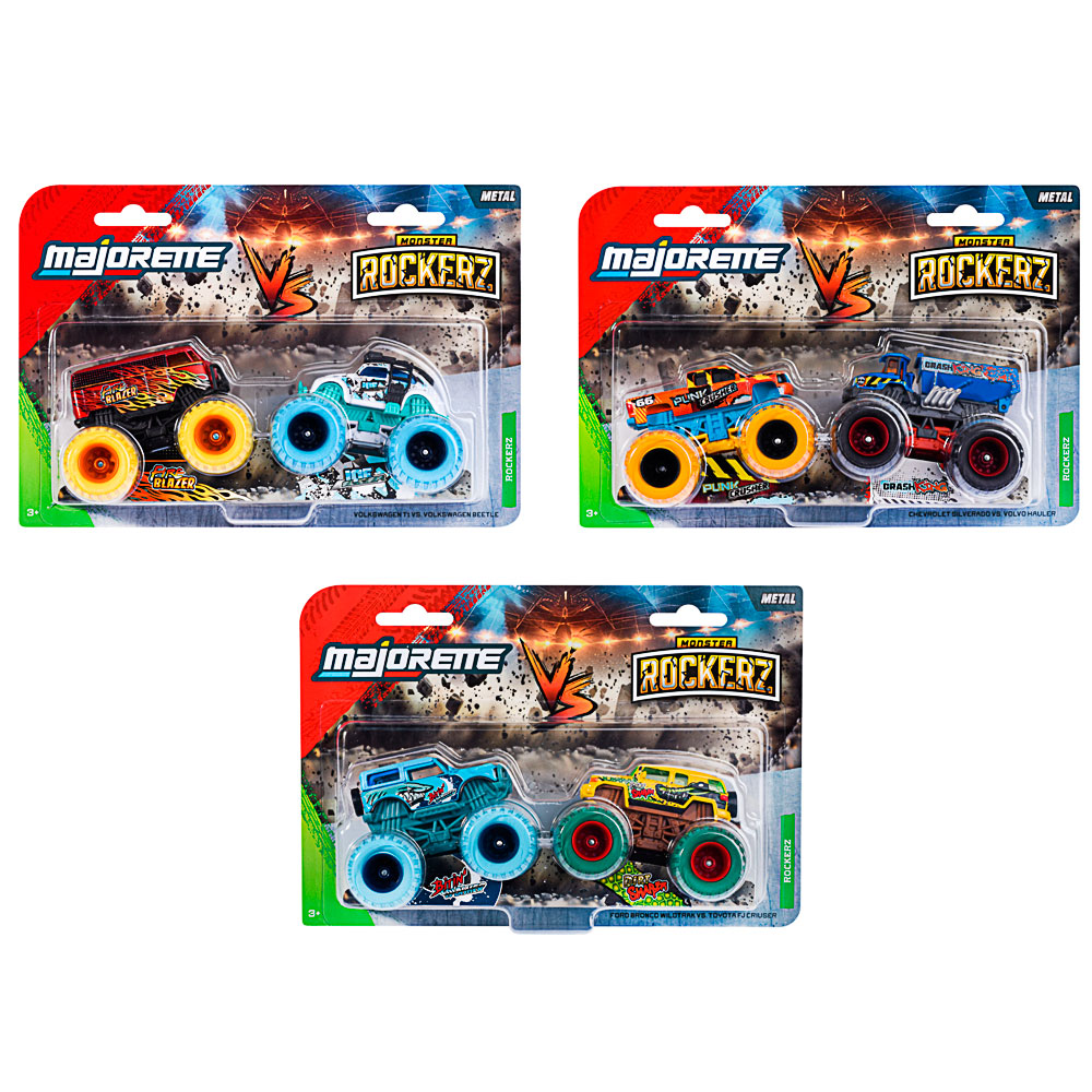 Majorette, Monster Rockerz Double Pack, Chevrolet Silverado vs Volvo Hauler