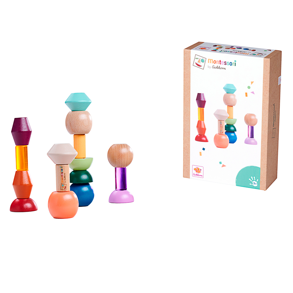 Holzspielzeug, Kugelformen, Stäbe, Bunt, Montessori