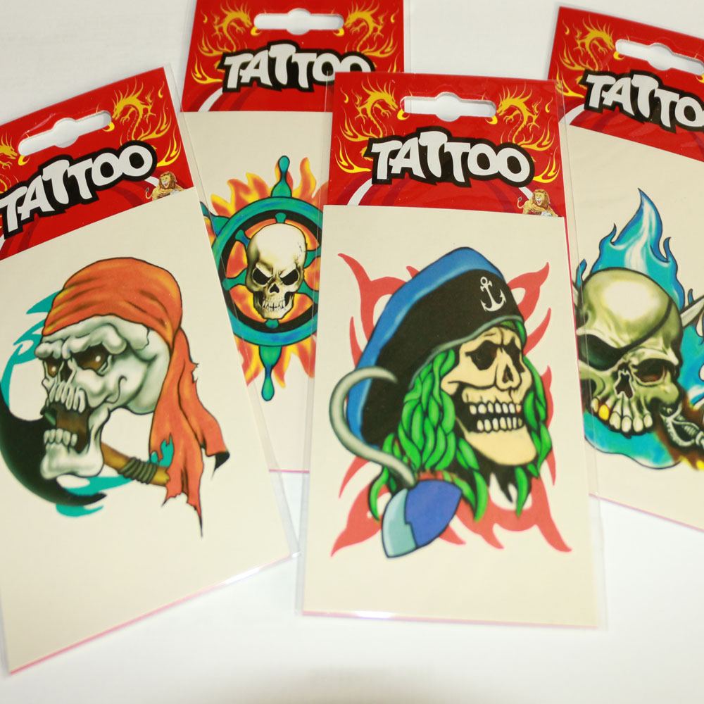 4er Set Piraten Tattoos, selbstklebend