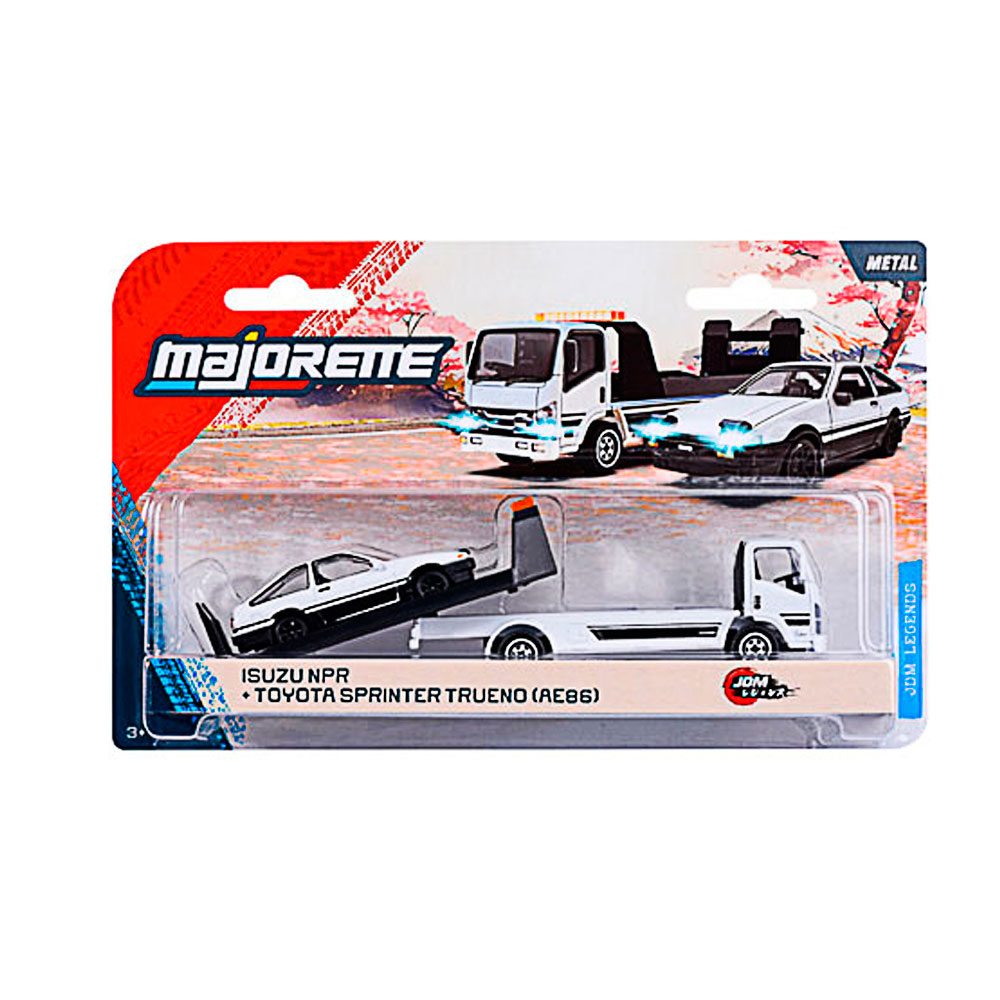 Majorette, JDM Legends Car Transporter, Isuzu NPR mit Toyota Sprinter Trueno AE86