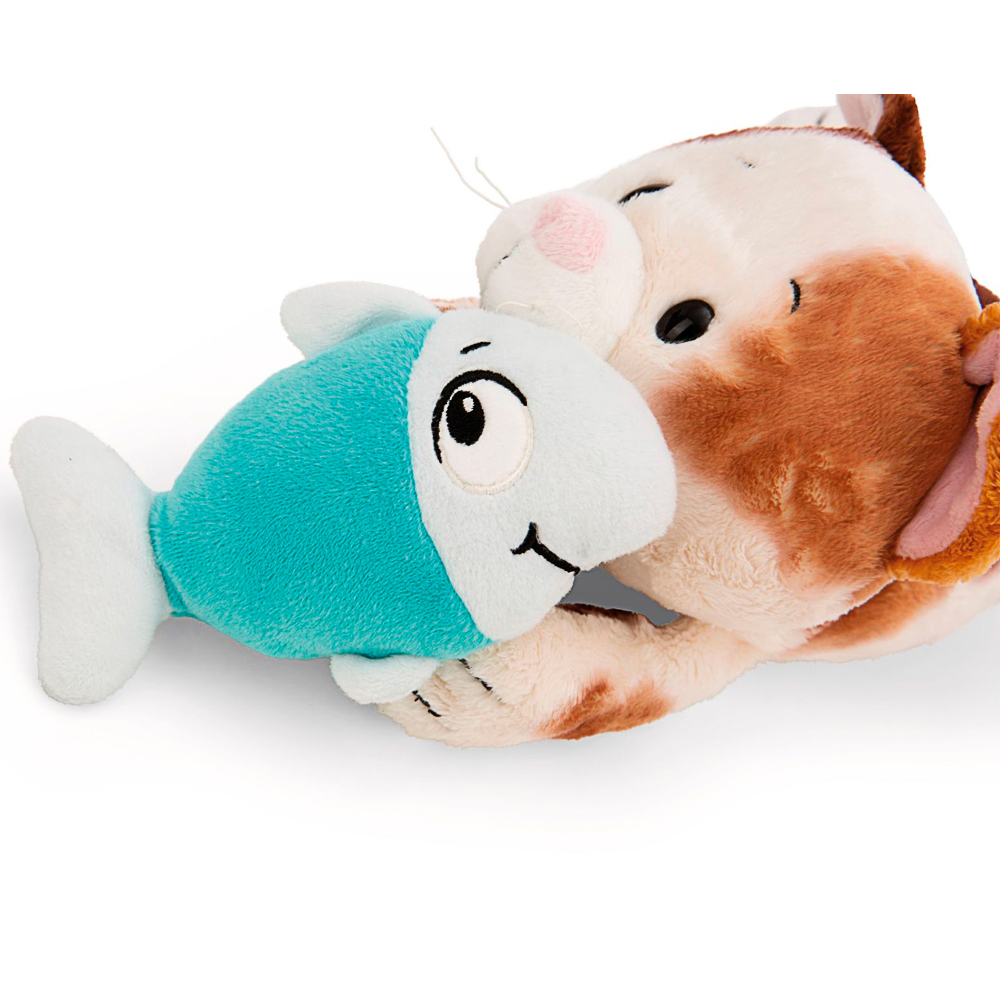 Nici, Kuscheltier liegende Glückskatze & Fisch, ca 30 cm