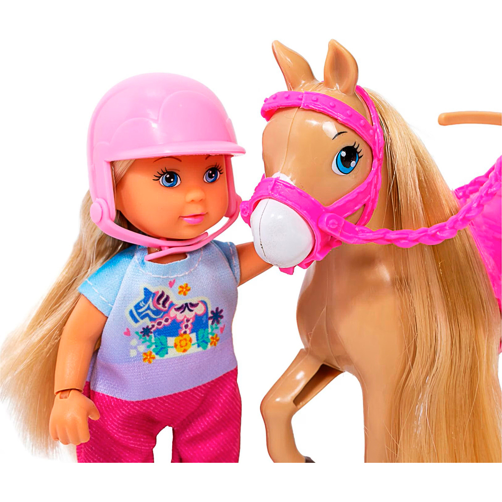 Puppenfigur, Spielpferd, Kinder-Set, Rosa Helmschutz, Reitmaske