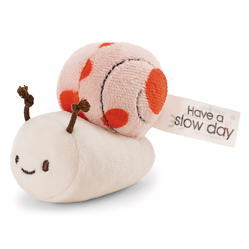 Nici, korallfarbene Schnecke mit Botschaft "Have a slow day", ca 9 cm