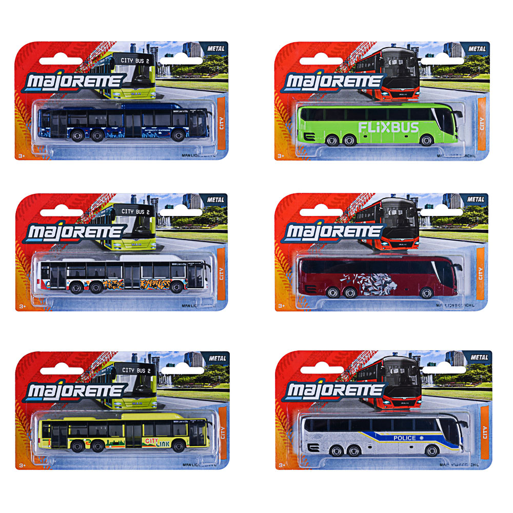 Majorette, City MAN Bus,  6fach sortiert Majorette, City MAN Bus,  6fach sortiert