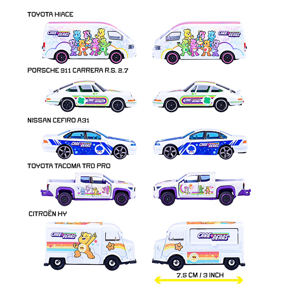 Modellautos, Spielzeugwagen, Care Bears, bunte Aufkleber, Miniaturfahrzeuge