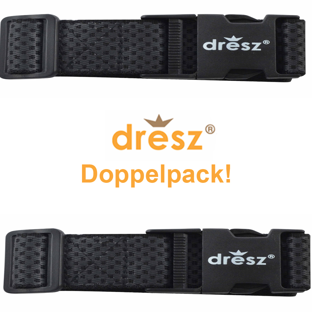 dresz Koffergurt, schwarz (Luggage Belt) (2er Pack!) Kofferband