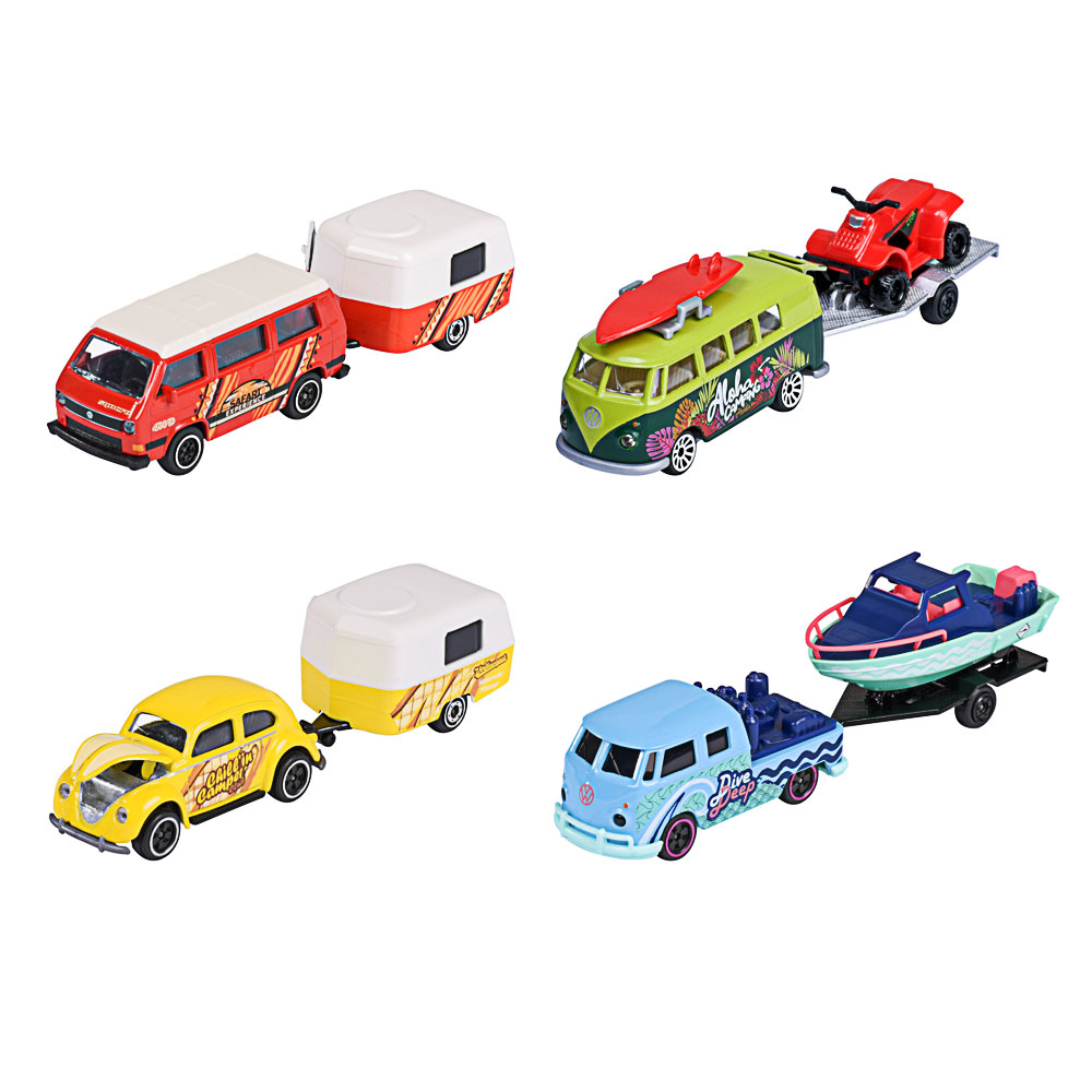 Majorette , Volkswagen Trailer,  Bus T1 mit Anhänger inkl. Boot Majorette , Volkswagen Trailer,  Bus T1 mit Anhänger inkl. Boot