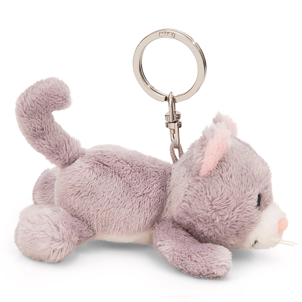 Nici, Schlüsselanhänger liegende Katze, grau, ca 10 cm