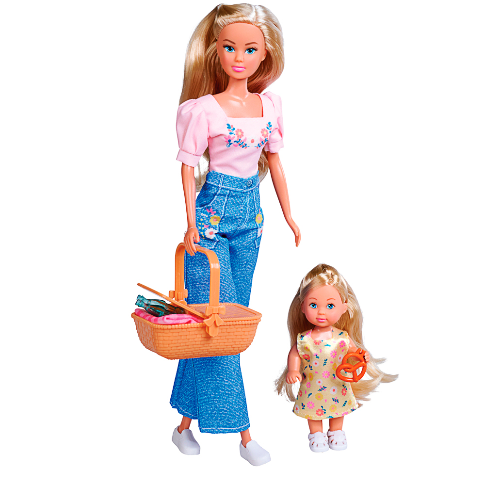 Puppe, Barbie, Kleider, Jeans, Picknickkorb