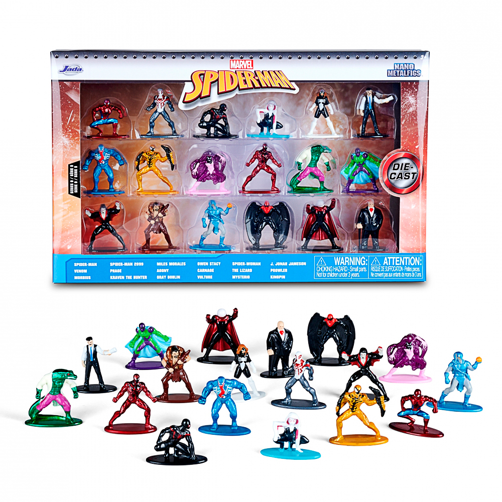 Spider-Man Figuren, Miniaturen, Actionfiguren, Nanos Metallfiguren, Set mit Figuren