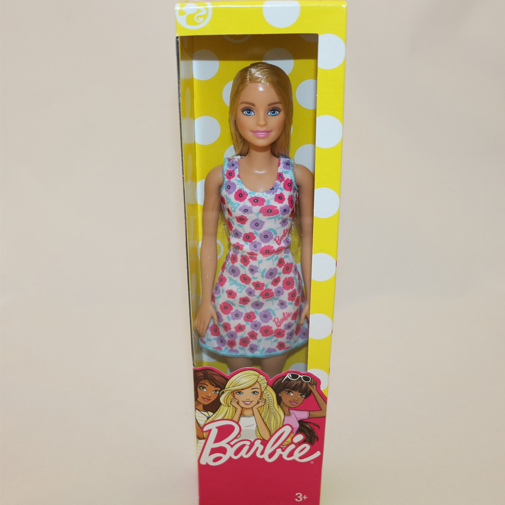 Barbie - Modepuppe "Chic", Blond, weiß/lila/pink geblümtes Kleid