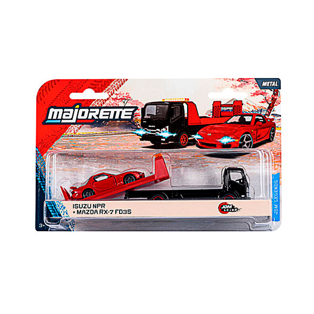 Majorette, JDM Legends Car Transporter, Isuzu NPR mit Mazda RX-7 FD3S