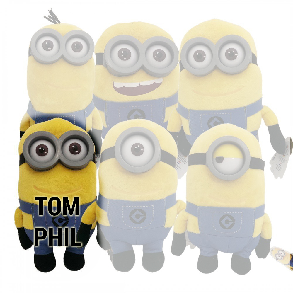 Minions: Minion mit Kunststoffaugen, ca. 20-24 cm, Plüsch PHIL bzw. TOM